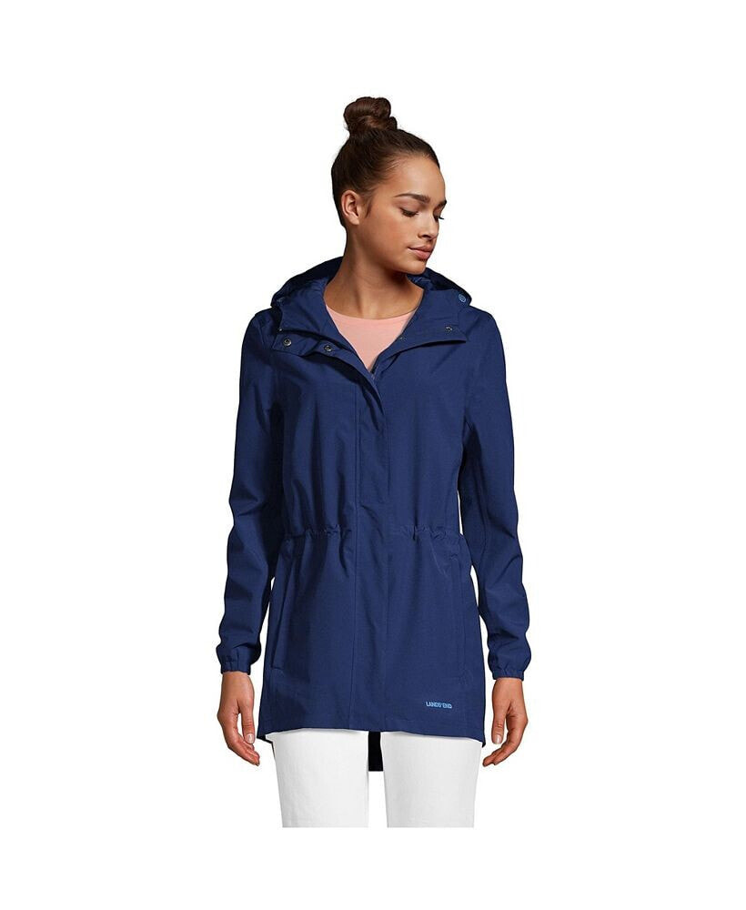 Women's Petite Waterproof Hooded Packable Raincoat