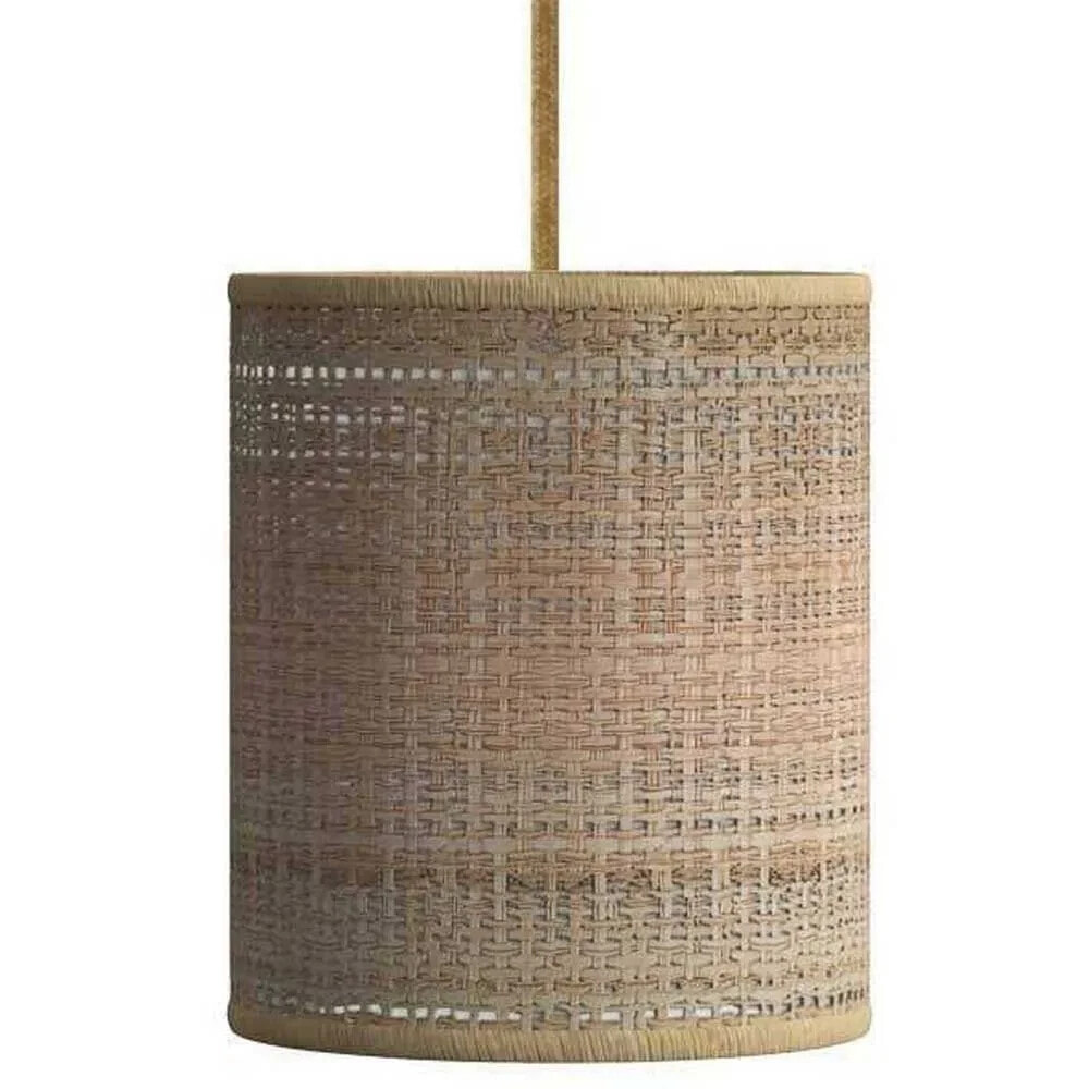 CREATIVE CABLES Textile Raffia Cylinder Hanging Lamp With Light Bulb 1.2 m