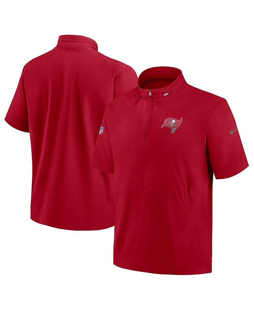 Nike men's Red Tampa Bay Buccaneers Sideline Coach Short Sleeve Hoodie Quarter-Zip Jacket