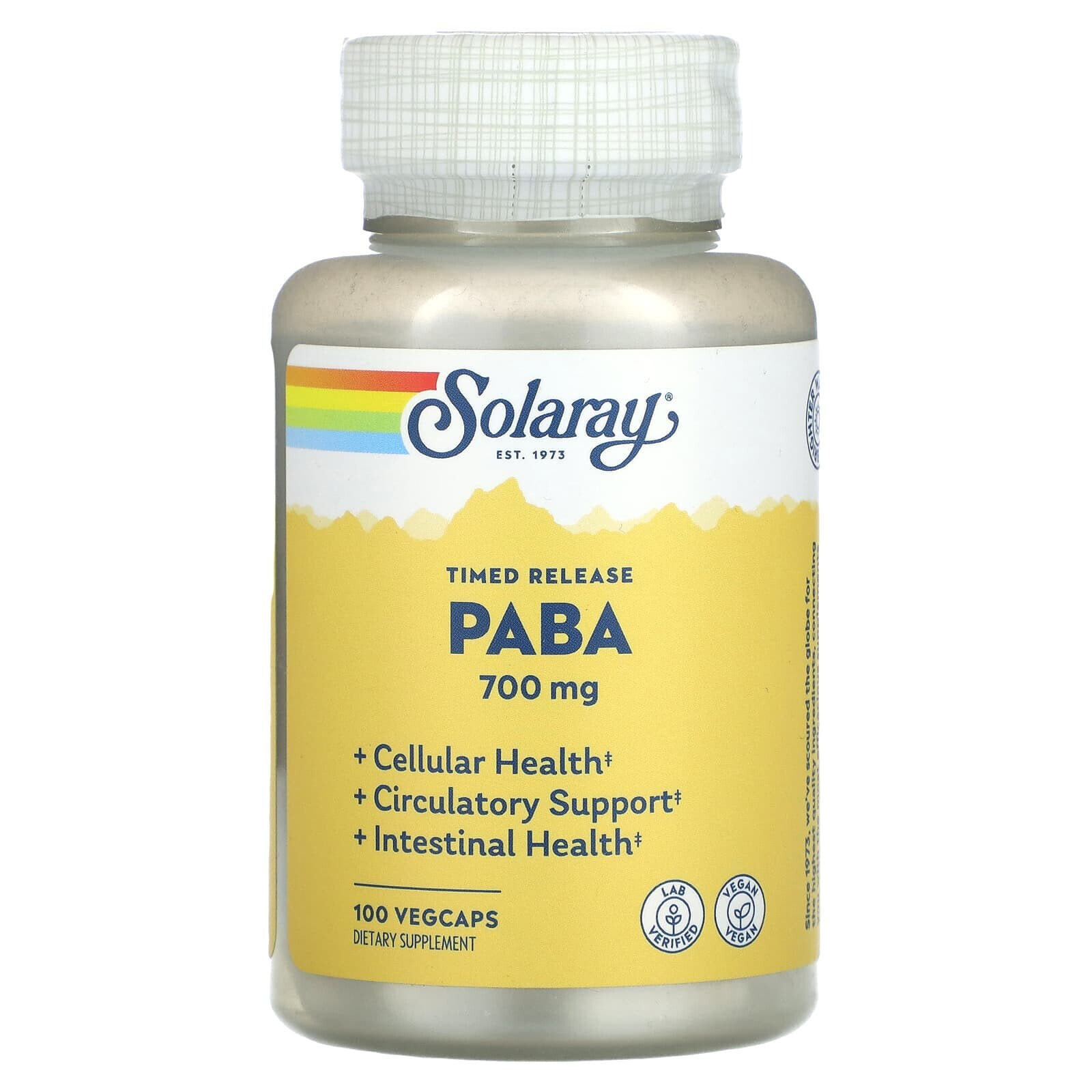 Solaray, ПАБК с замедленным высвобождением, 700 мг, 100 растительных капсул