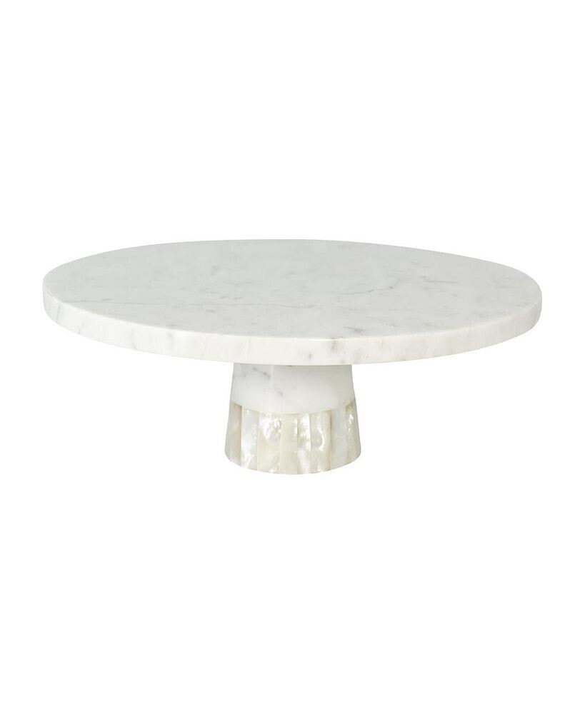 Anaya Home mother of Pearl White Marble Cake Stand