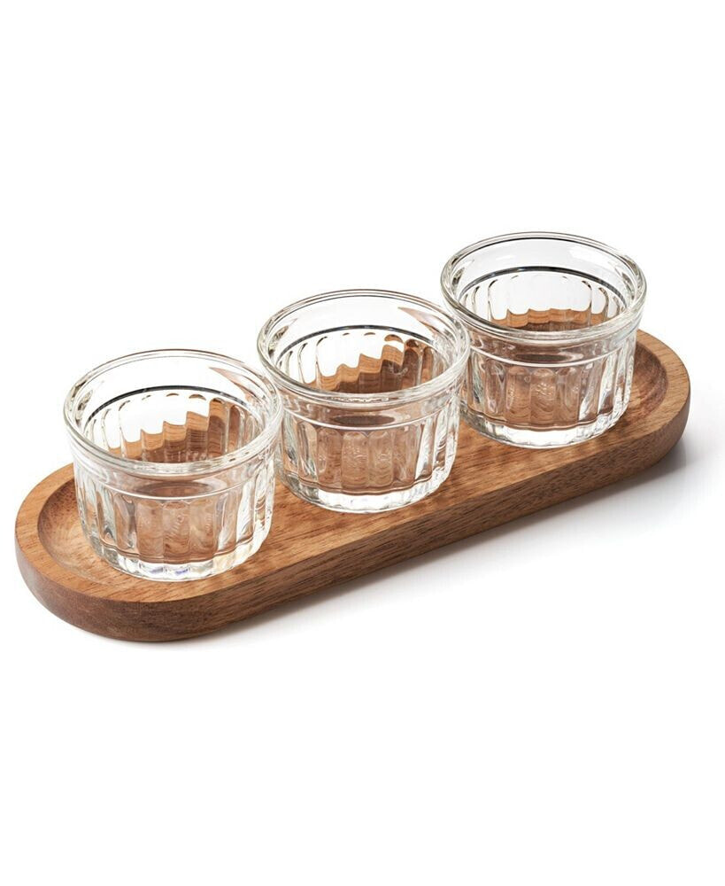 La Rochère delice Glass Jars and Wood Serving Tray 4 Piece Set