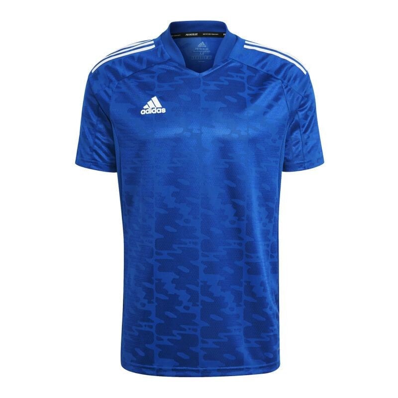 Мужская футболка спортивная синяя с принтом для футбола  adidas Condivo 21 M GF3357