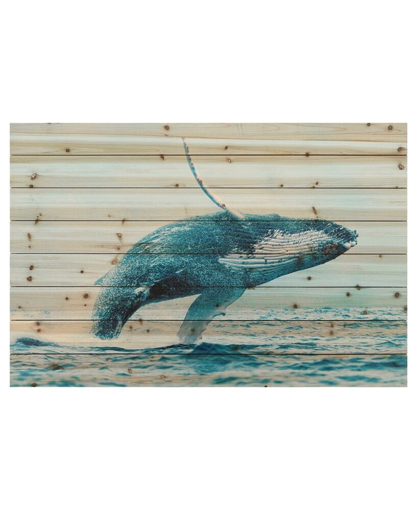 Empire Art Direct whale Arte de Legno Digital Print on Solid Wood Wall Art, 30