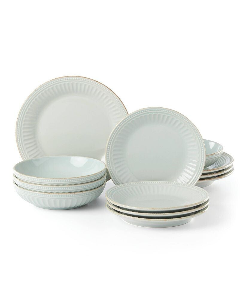 French Perle Groove 12-Piece Dinnerware Set, Created for Macy's