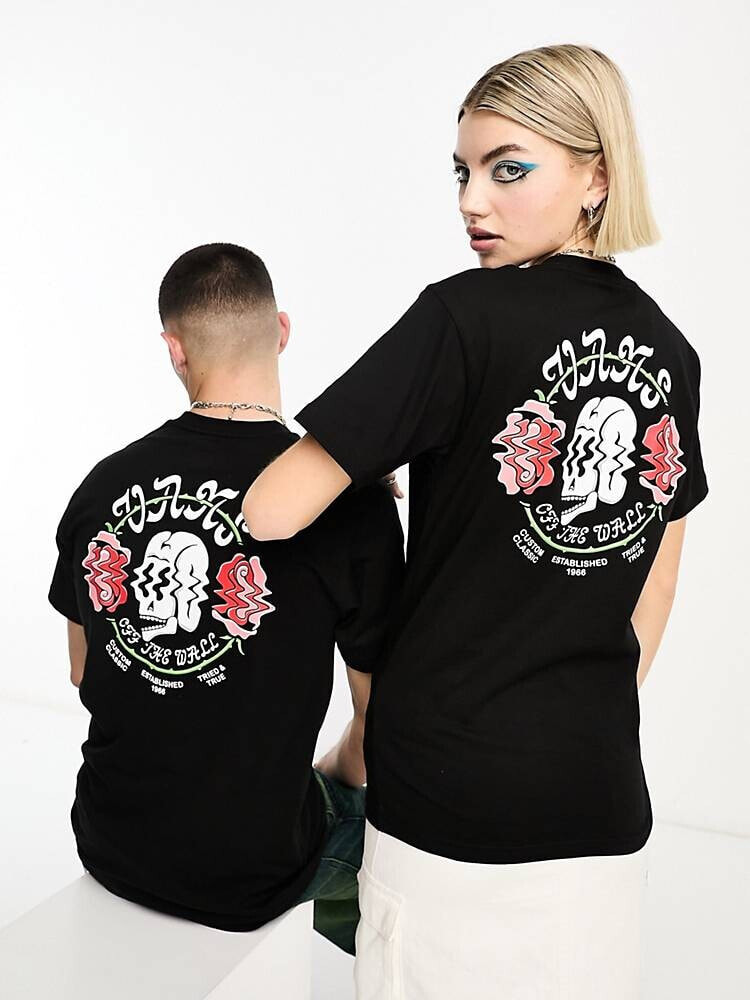 Vans – Shakn – Unisex-T-Shirt in Schwarz mit Totenkopf-Print auf dem Rücken