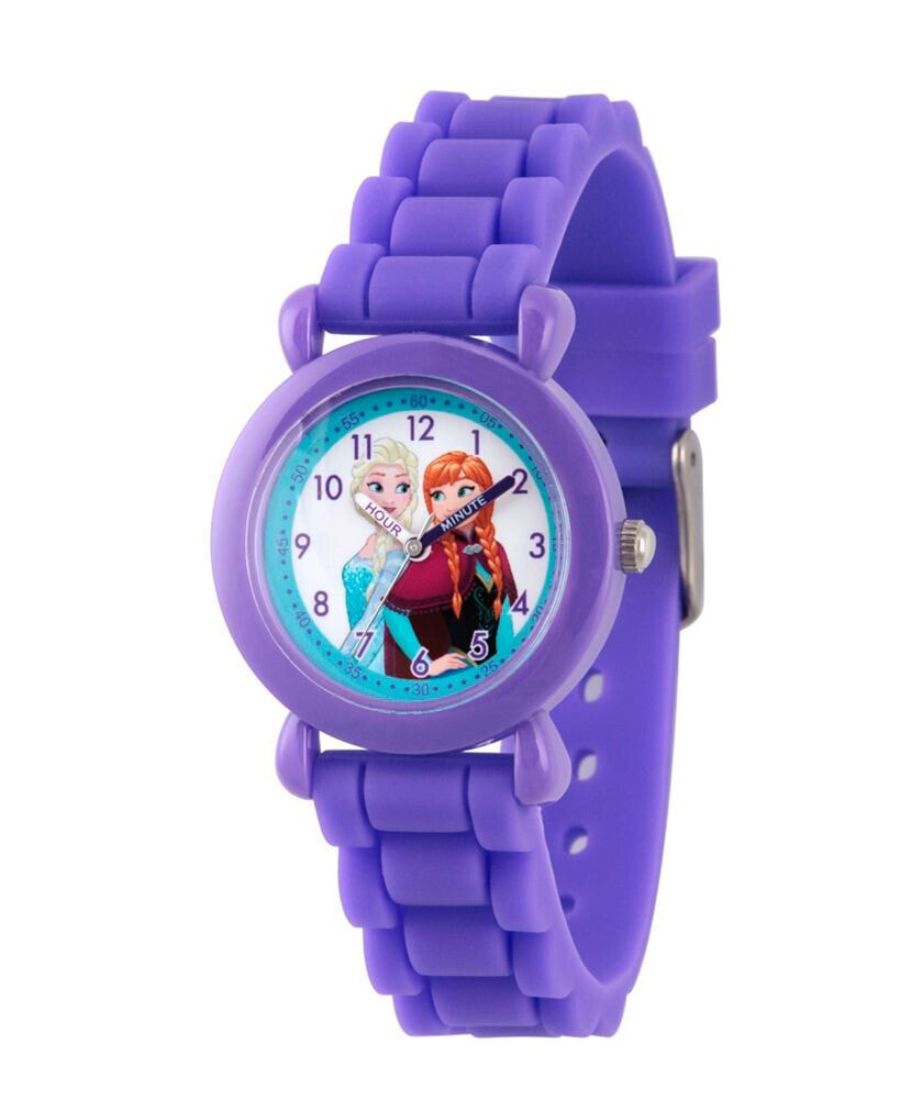 Disney Frozen Elsa and Anna Girls' Purple Plastic Time Teacher Watch