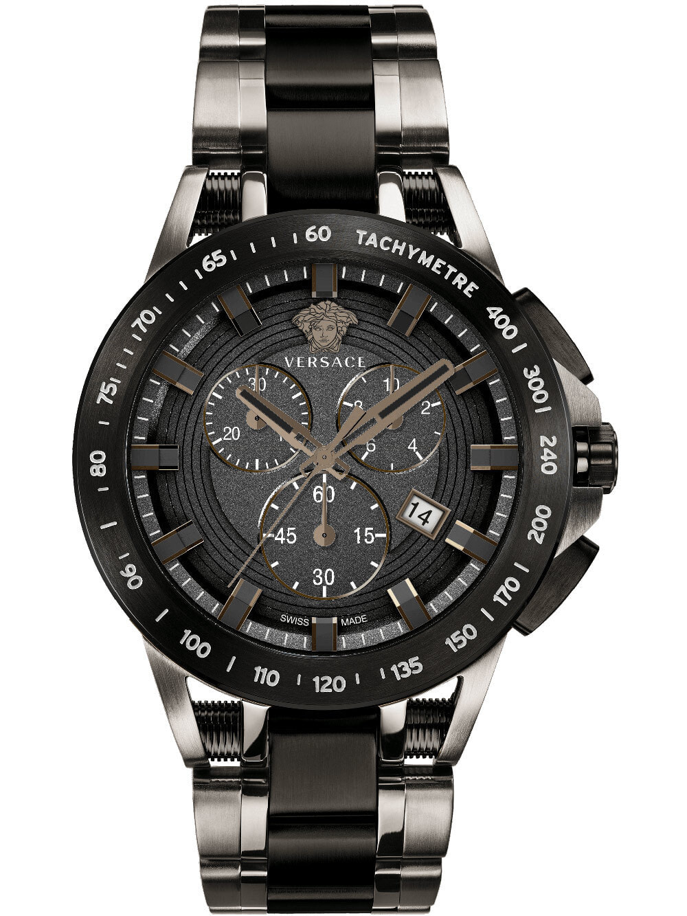 Мужские наручные часы с черным браслетом Versace VE3E00921 New Sport Tech Chronograph 45mm 10ATM