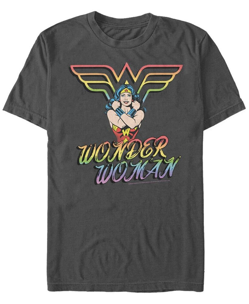 Fifth Sun men's Wonder Woman Diana Rainbow Short Sleeve T-shirt