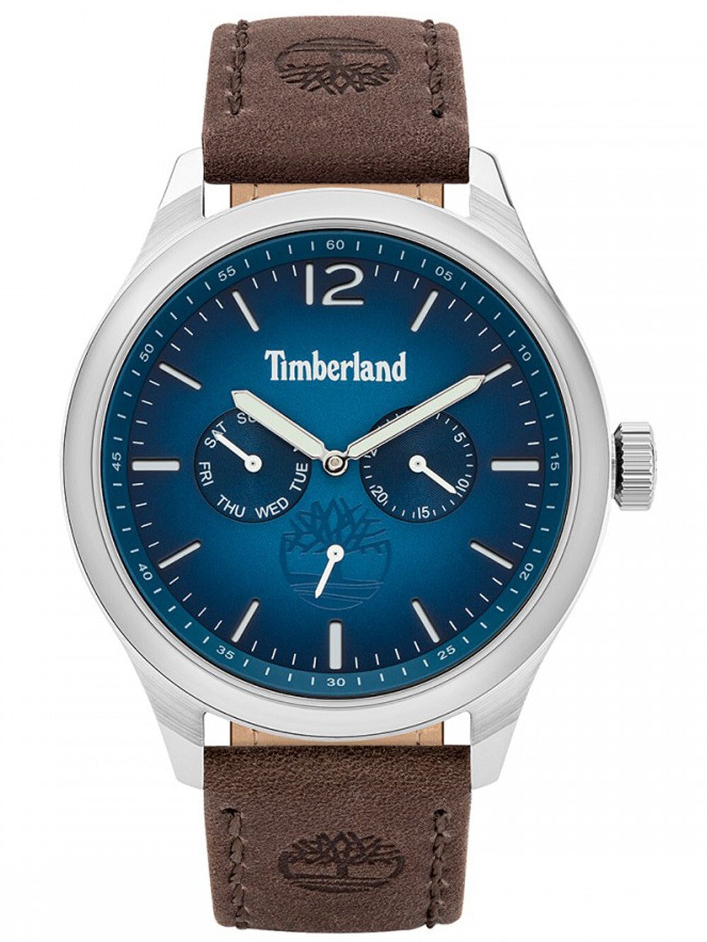 Мужские наручные часы с коричневым кожаным ремешком  Timberland TBL15940JS.03 Saugus 46mm 5ATM