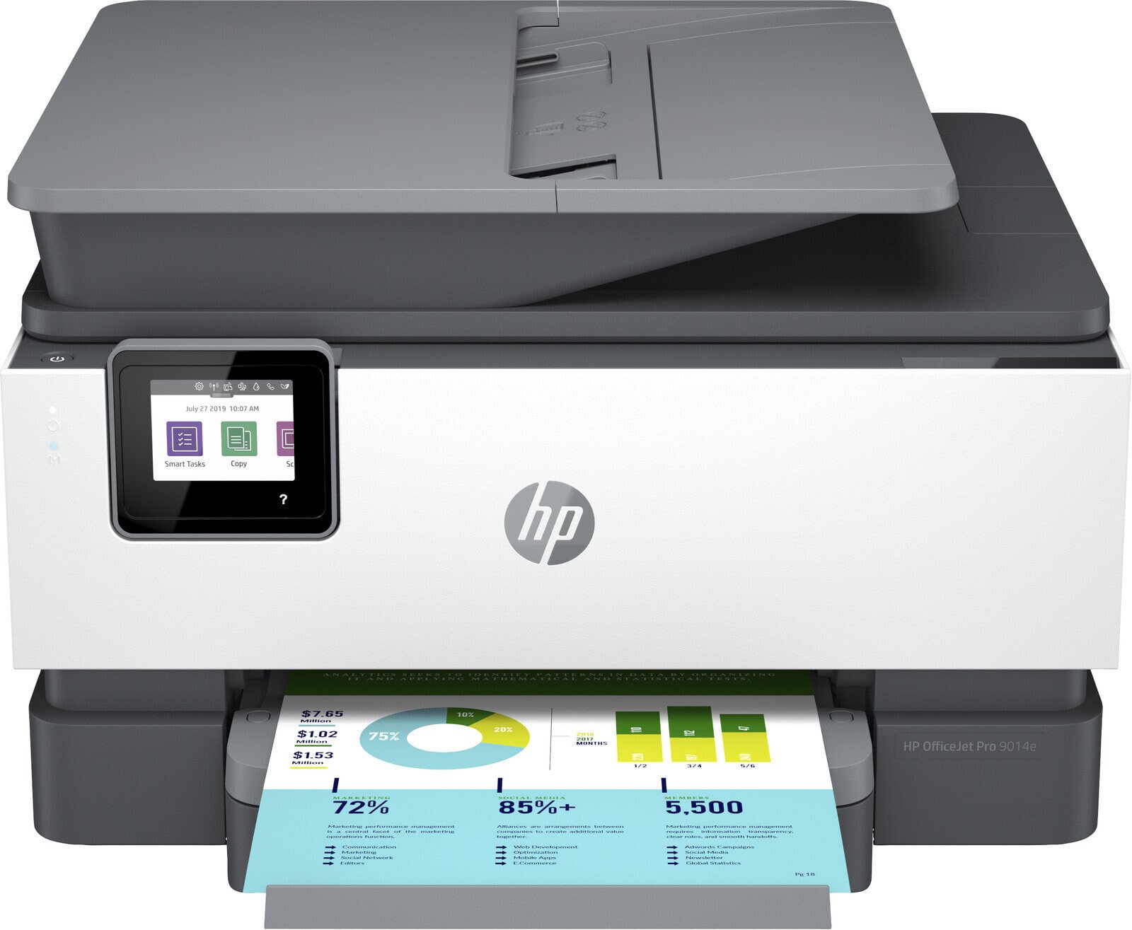 HP OfficeJet Pro 9014e All-in-One Printer - Color - Printer for Small office - Print - copy - scan - fax - +; Instant Ink eligible; Automatic document feeder; Two-sided printing - Thermal inkjet - Colour printing - 4800 x 1200 DPI - A4 - Direct printing -