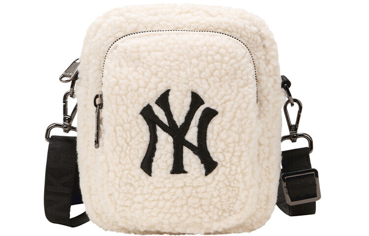 MLB NY 纽约洋基队 摇粒绒羊毛斜挎包 迷你小方包 白色 / Диагональная сумка MLB NY 32BGDF011-50I