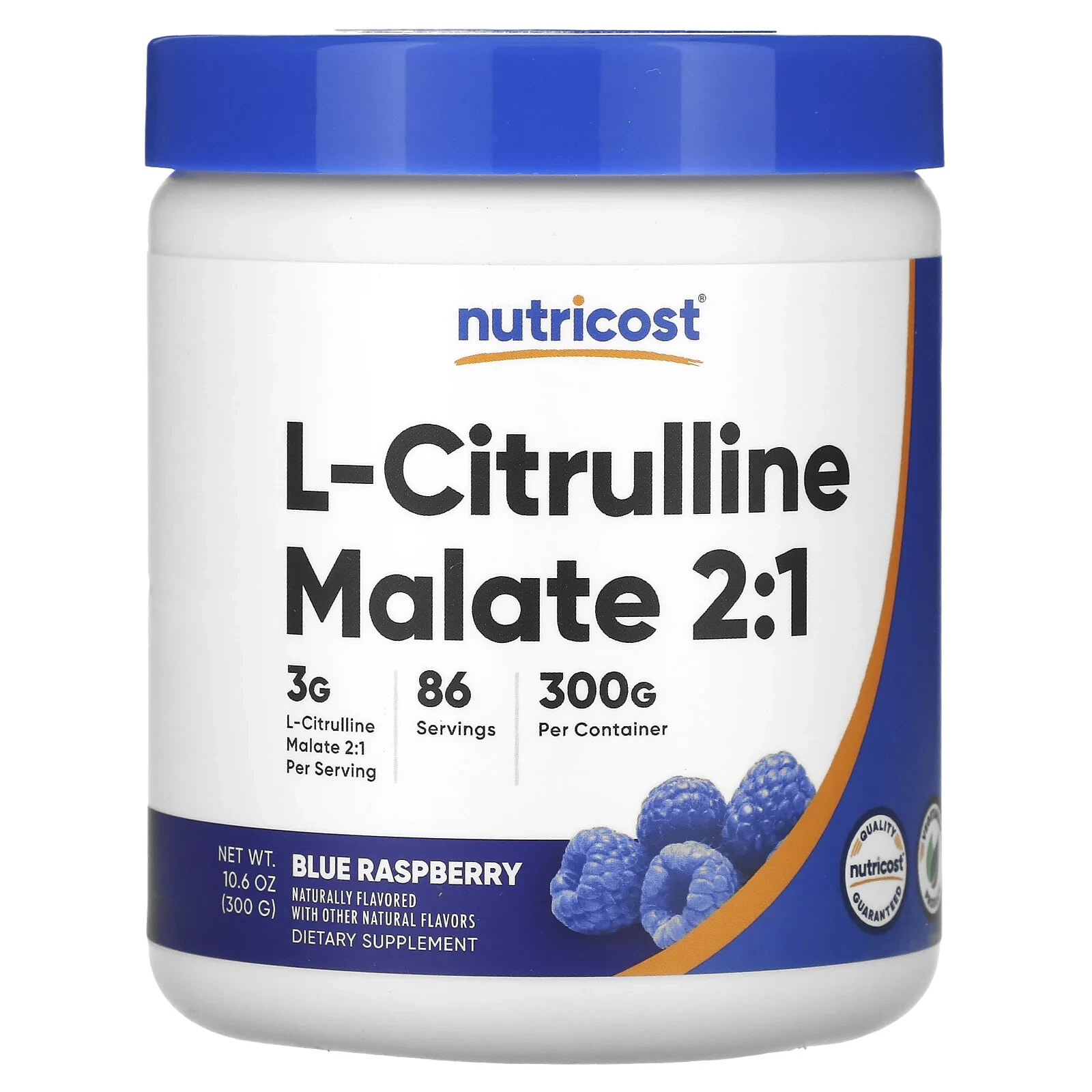 Nutricost, L-цитруллин малат 2: 1, без добавок, 300 г (10,6 унции)