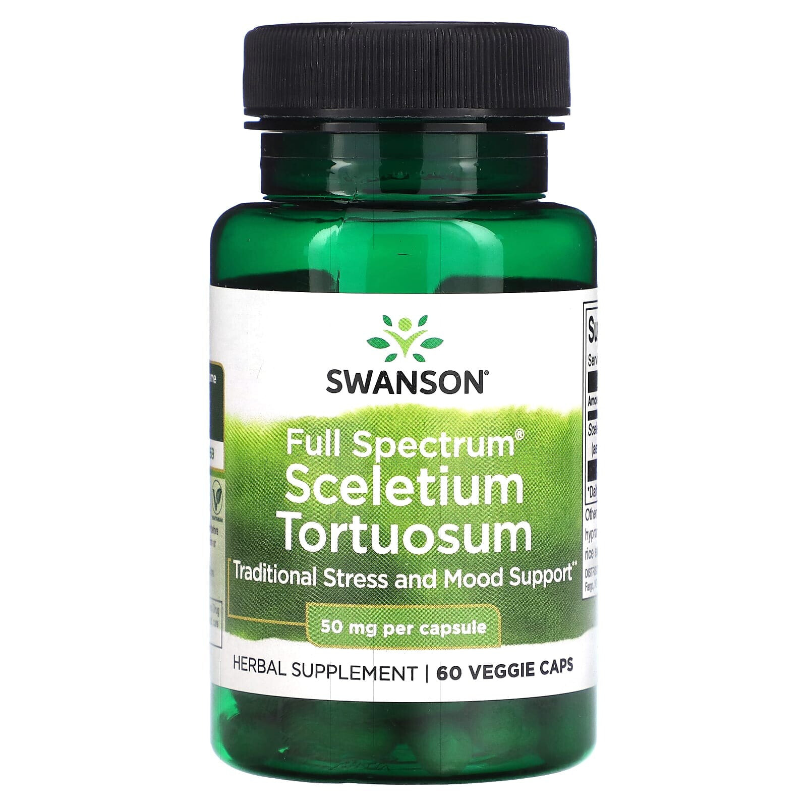 Swanson, Sceletium Tortuosum полного спектра, 50 мг, 60 растительных капсул