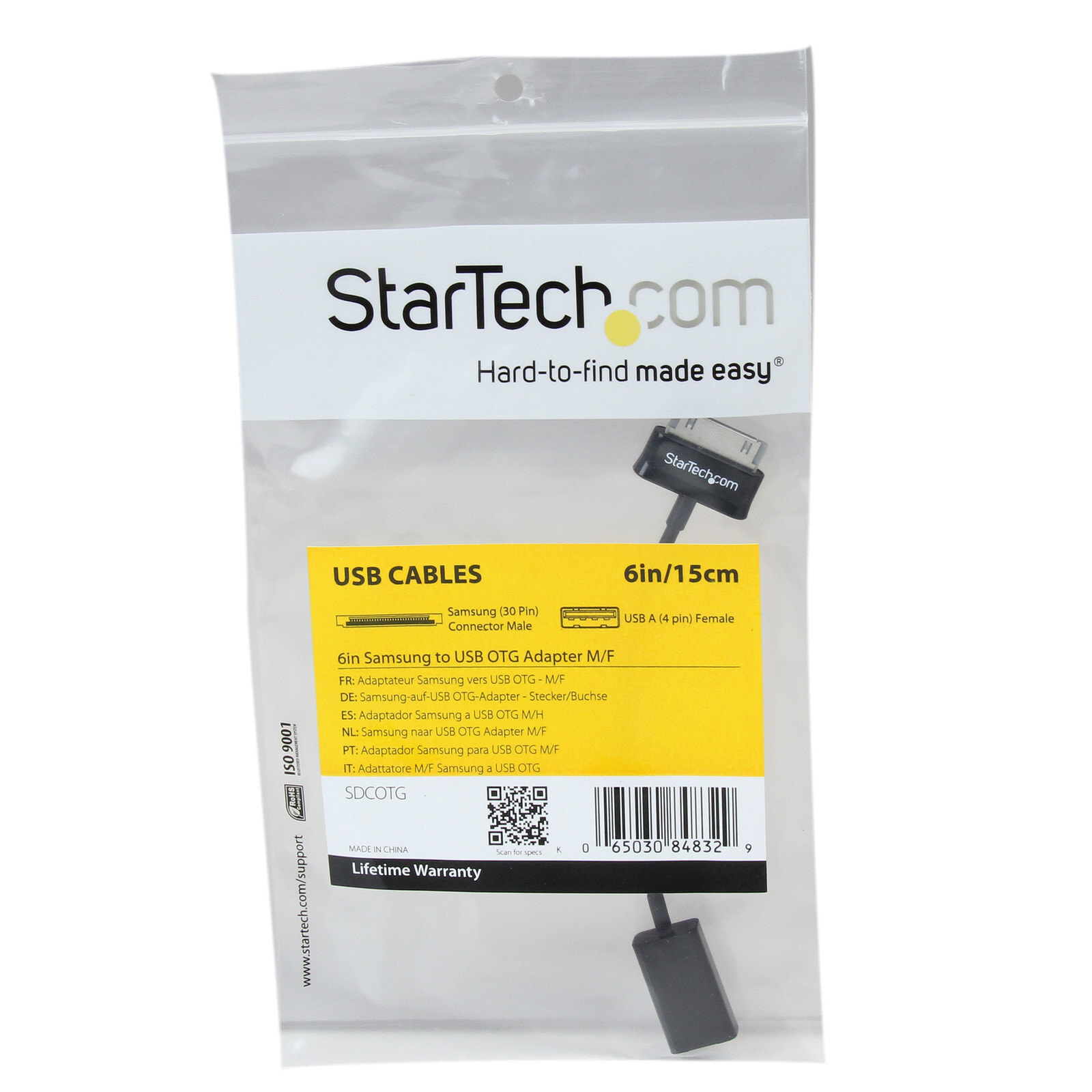 StarTech.com SDCOTG кабельный разъем/переходник Samsung 30p USB A Черный