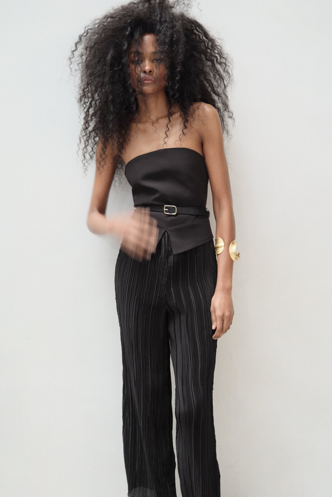 Pleated belted contrast jumpsuit