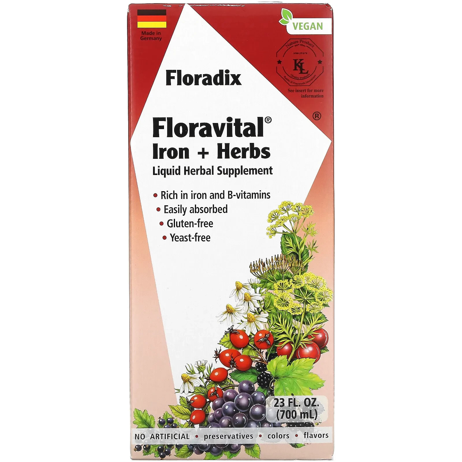 Floradix, Floravital Iron + Herbs, 17 fl oz (500 ml)