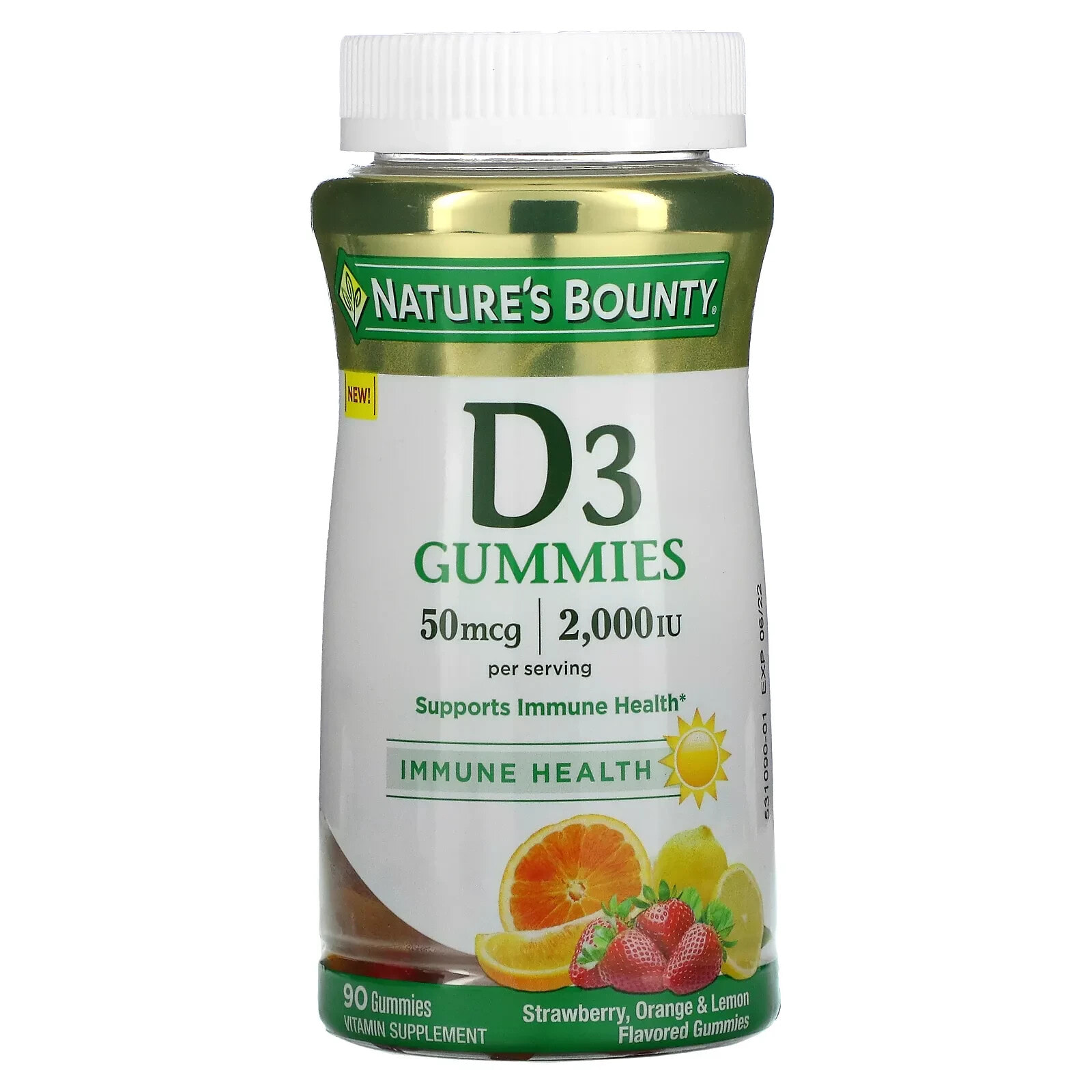 Vitamin D3 Gummies, Strawberry, Orange & Lemon, 2,000 IU, 90 Gummies (25 mcg (1,000 IU) per Gummy)