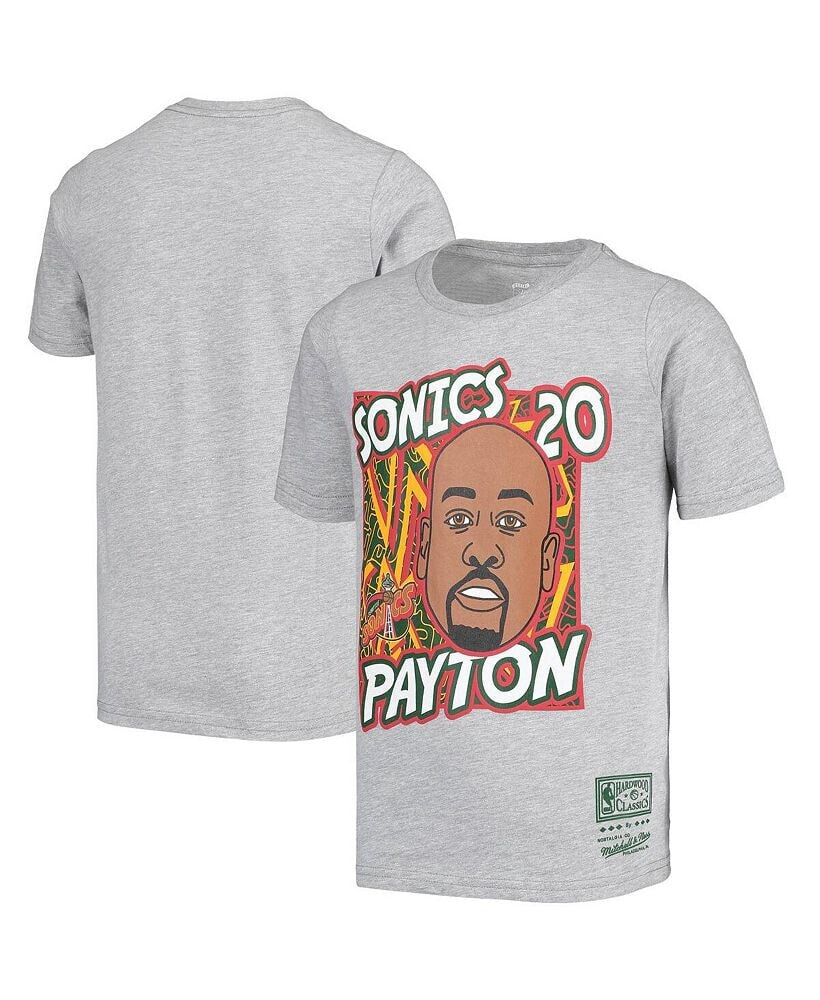 Youth Boys Gary Payton Gray Seattle SuperSonics Hardwood Classics King of the Court Player T-shirt