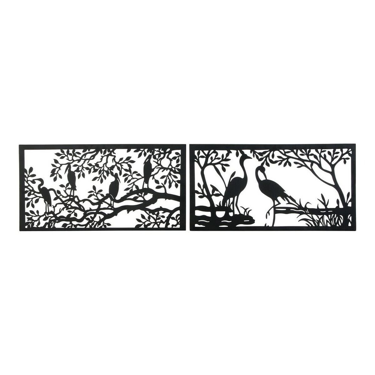 Декоративная фигура DKD Home Decor 96 x 1 x 50 cm Чёрный птицы (2 штук)