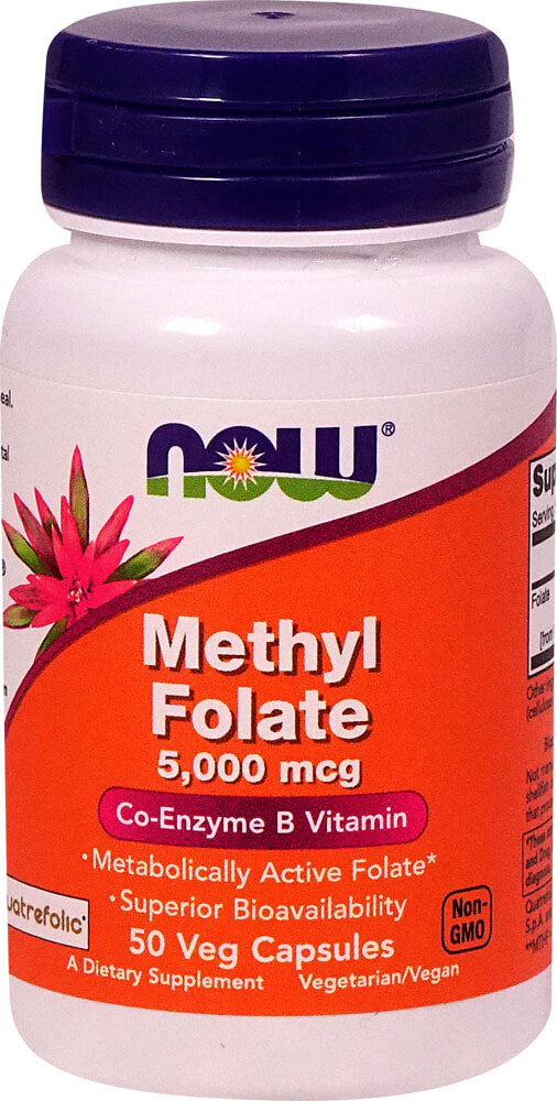 NOW Methyl Folate - Витамин группы В Метилфолат - 5000 мкг - 50 растительных капсул