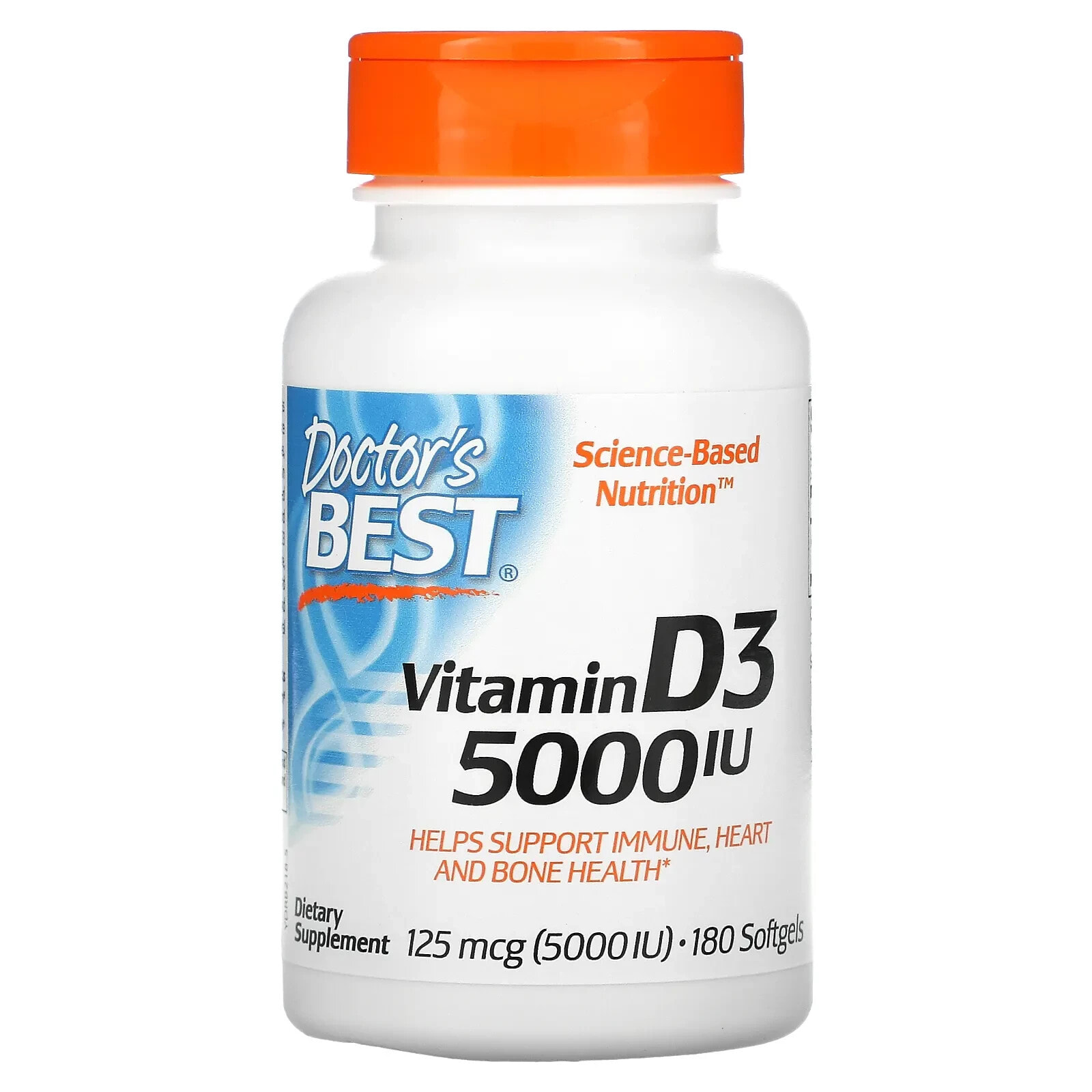 Doctor's Best, витамин D3, 50 мкг (2000 МЕ), 180 капсул