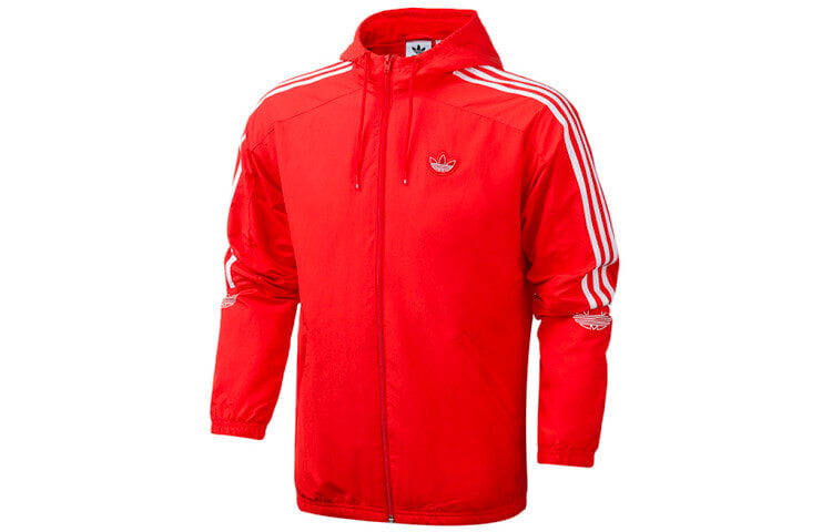adidas logo刺绣连帽运动夹克外套 男款 红色 / Куртка Adidas FL1773