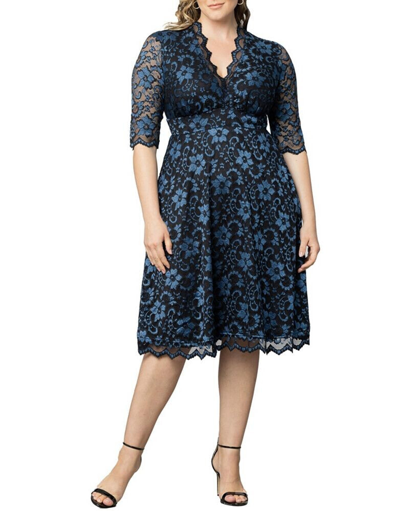 Kiyonna women's Plus Size Mon Cherie Floral Lace Cocktail Dress