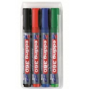 Edding 360/4 S маркер 4 шт Черный, Синий, Зеленый, Красный 4-360-4