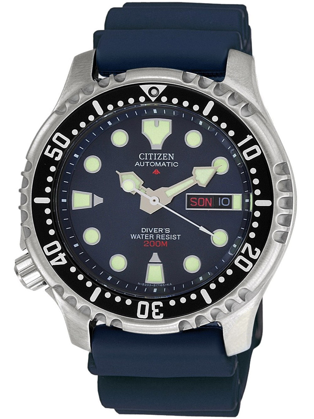 Мужские наручные часы с синим силиконовым ремешком Citizen NY0040-17LE Promaster Sea Automatic Mens 42mm 20 ATM