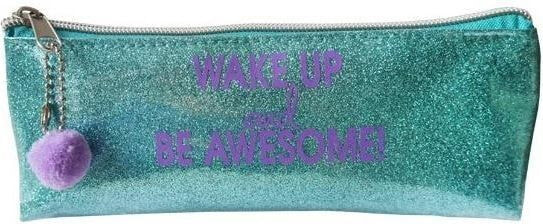 Incood pencil case Green glitter pencil case with a pompom