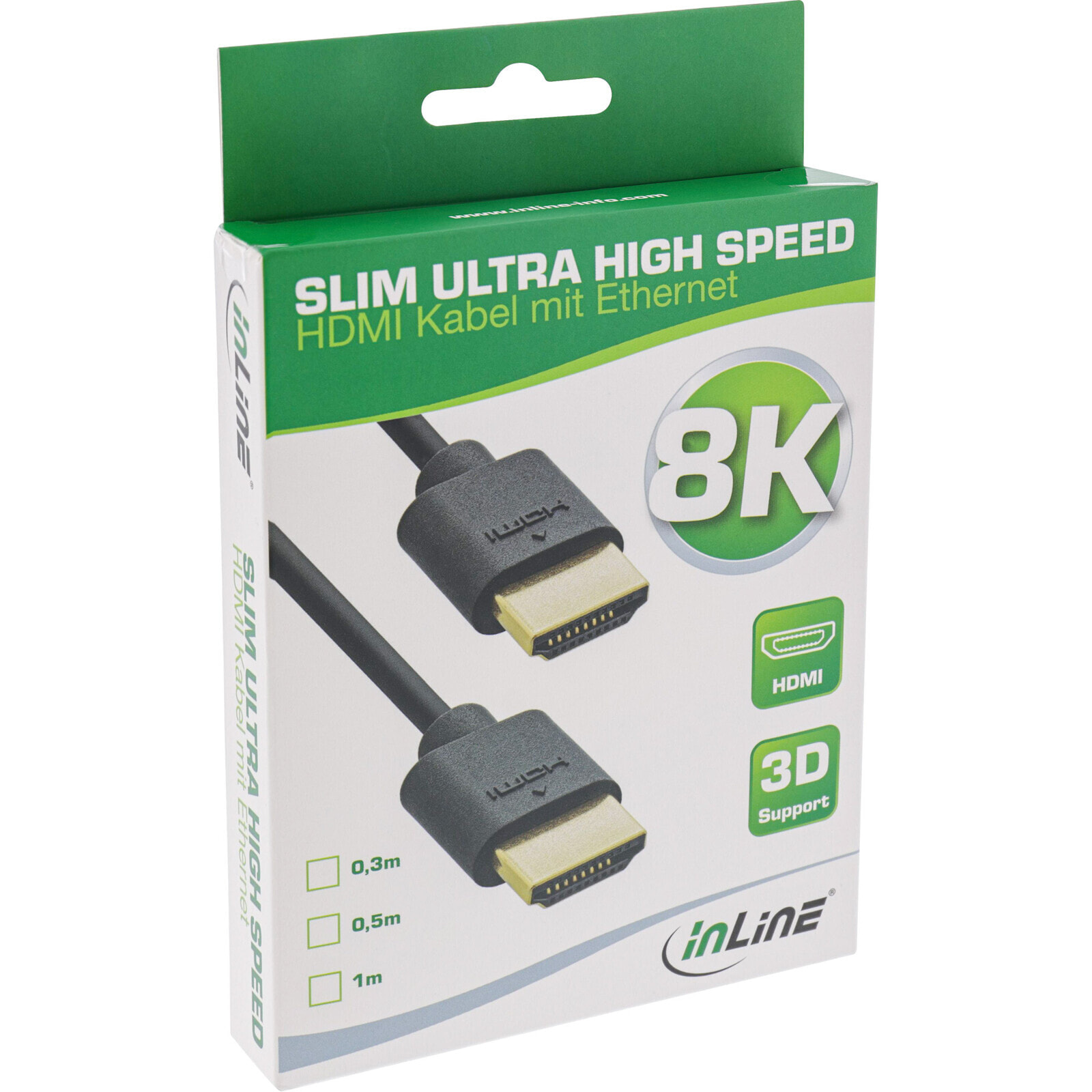 Slim Ultra High Speed HDMI Cable M/M 8K4K gold plated black 1m - 1 m - HDMI Type A (Standard) - 2 x HDMI Type A (Standard) - 3D - 48 Gbit/s - Black