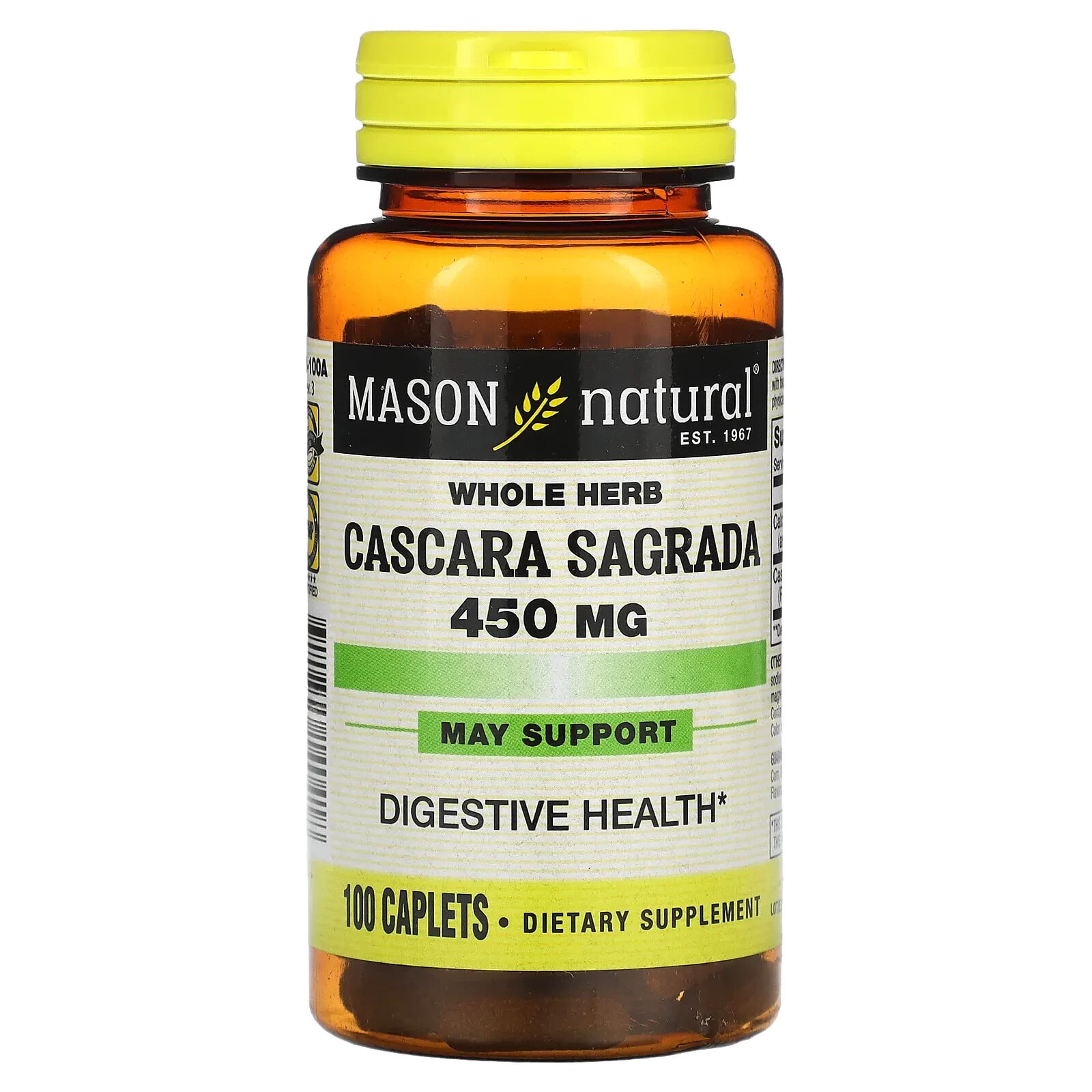 Mason Natural, Каскара саграда, 450 мг, 100 капсул