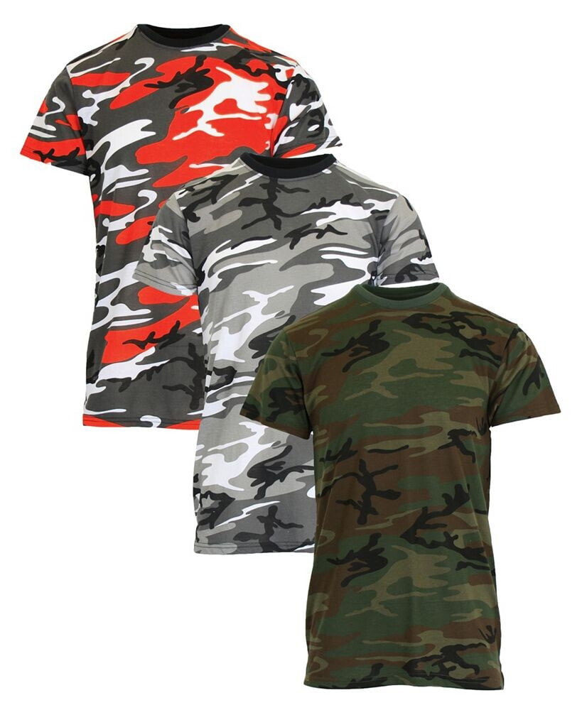 Galaxy By Harvic men's Camo Printed Short Sleeve Crew Neck T-shirt, Pack of 3