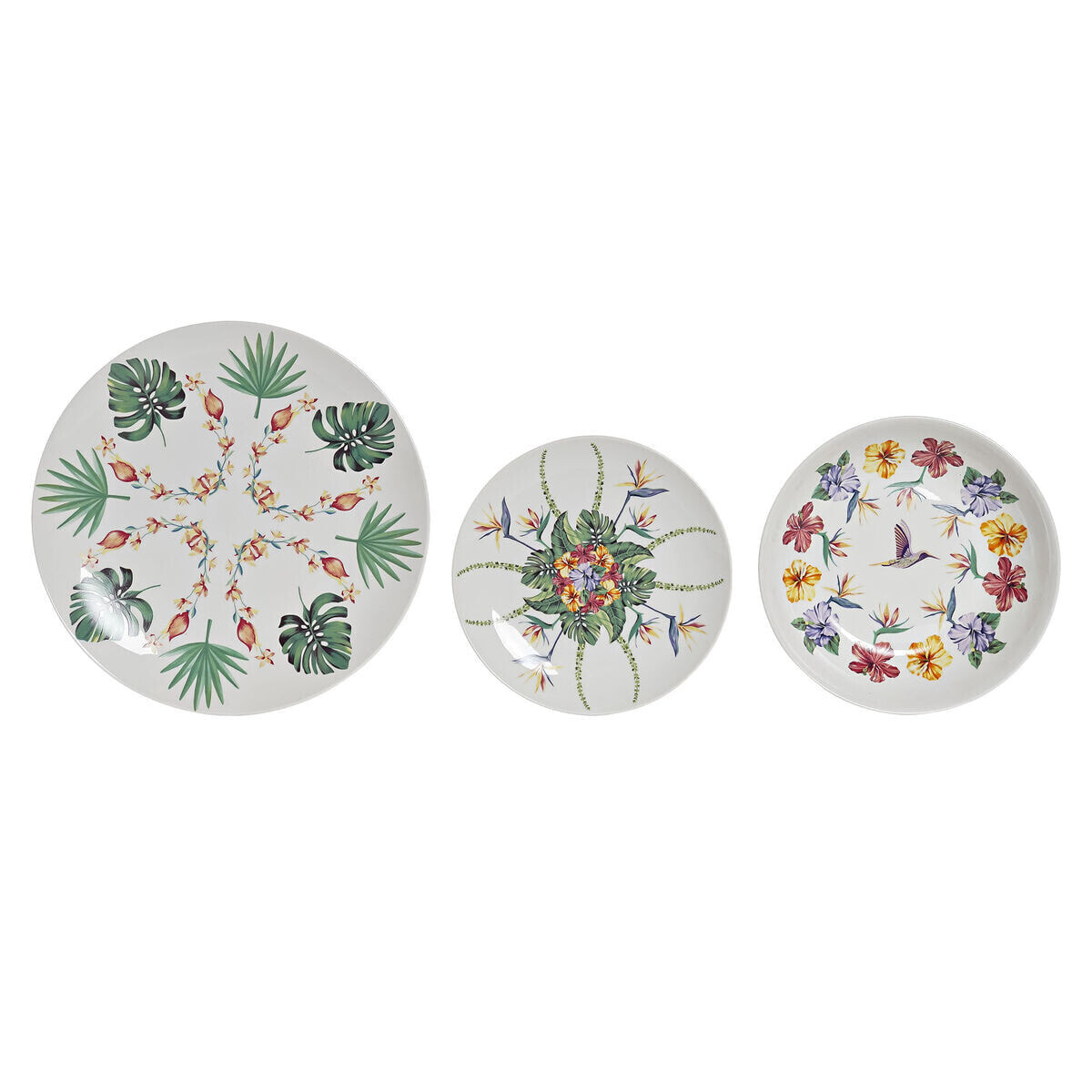 Dinnerware Set DKD Home Decor Tropical White Multicolour Porcelain (18 Pieces)