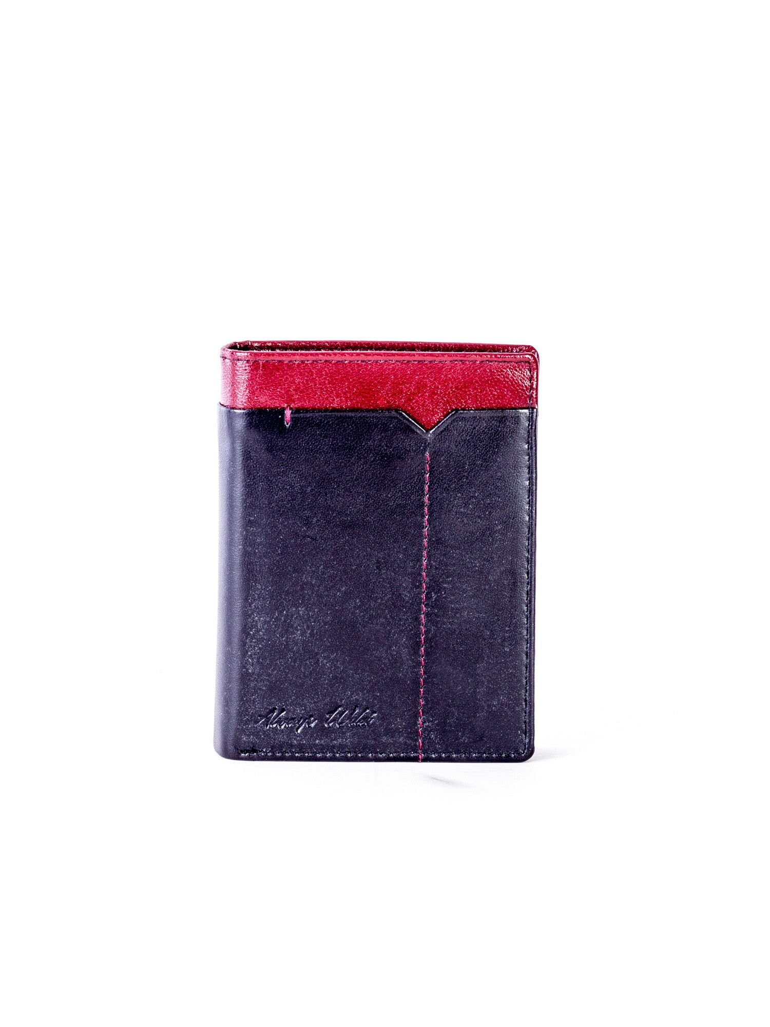 Мужское портмоне кожаное черное вертикальное без застежки Portfel-CE-PR-326-FS.74-czarny Factory Price
