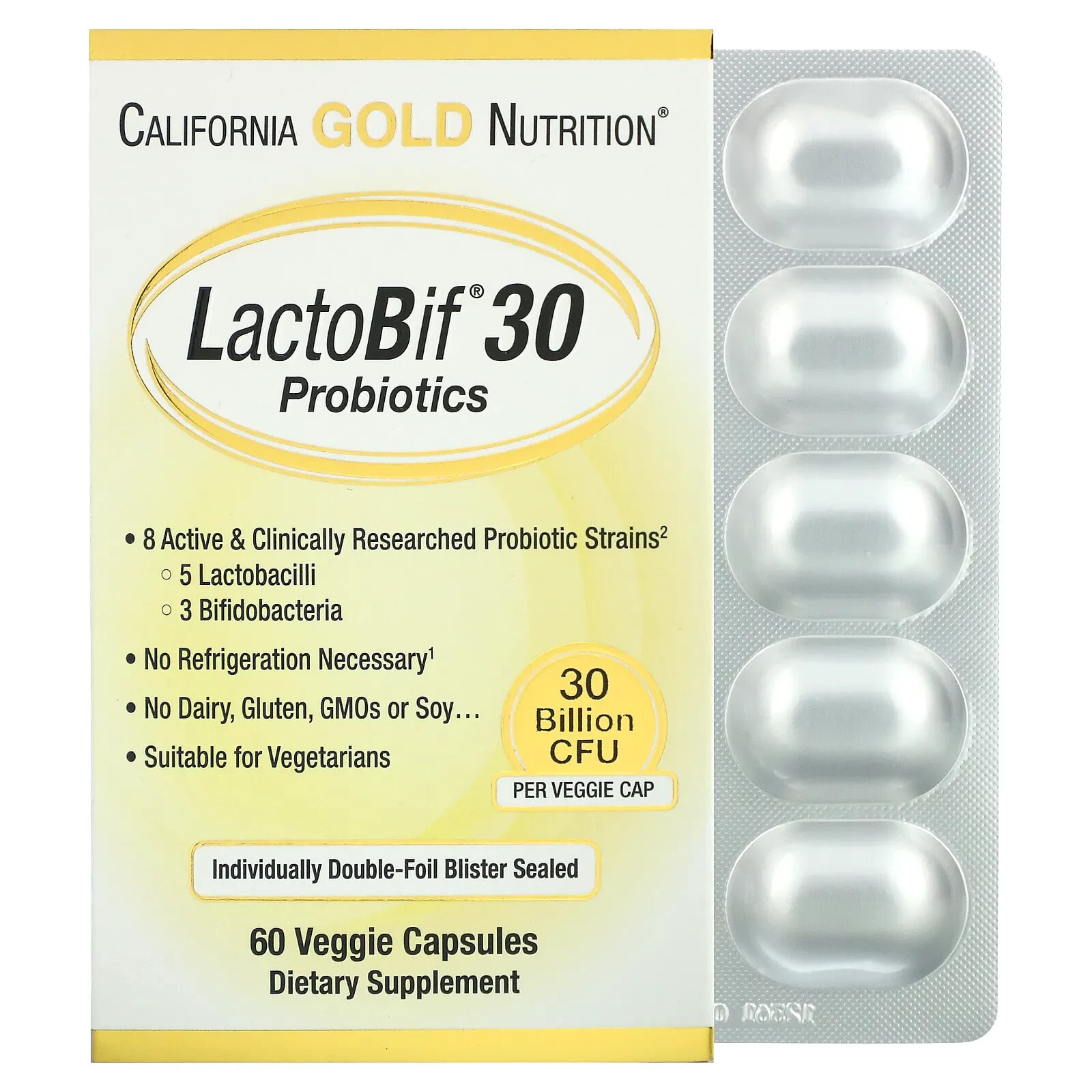 LactoBif® 100 Probiotics, 100 Billion CFU, 30 Veggie Capsules