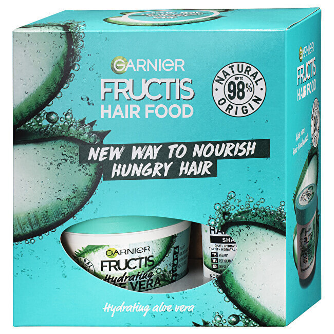 Garnier Fructis Hair Food Box Набор: Увлажняющий шампунь с алоэ вера для нормальных и сухих волос 350 мл + Увлажняющая маска с алоэ вера для нормальных и сухих волос 390 мл