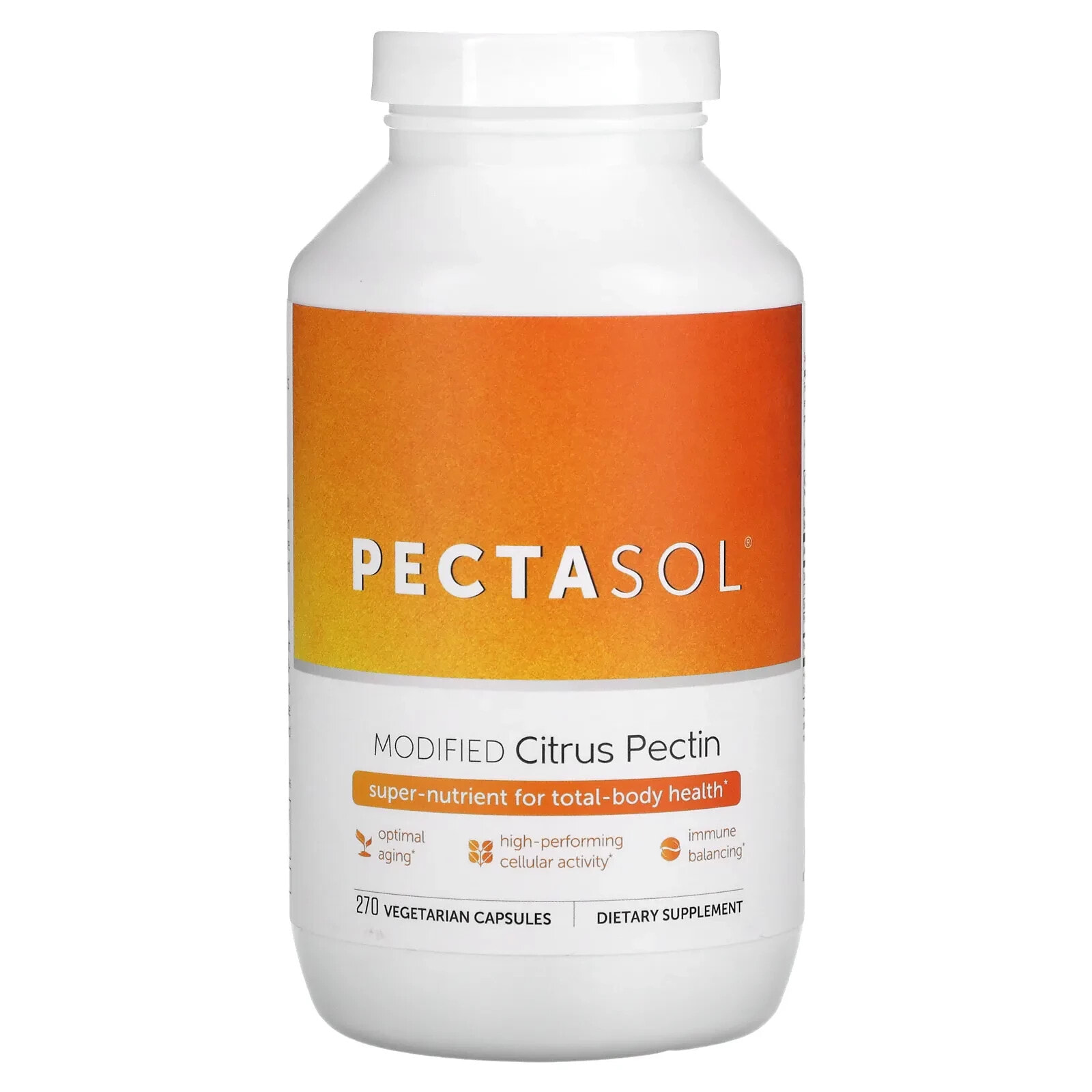 Econugenics, PectaSol, модифицированный цитрусовый пектин, 90 вегетарианских капсул