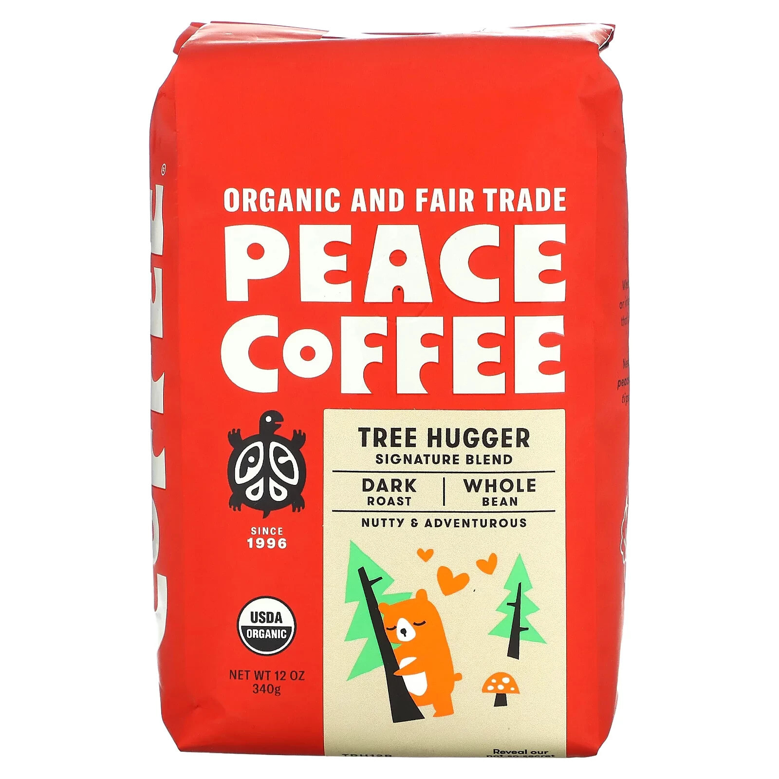 Organic Tree Hugger, Whole Bean, Dark Roast, 12 oz (340 g)