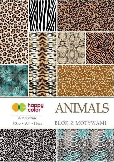 Happy Color HAPPY COLOR - BLOK Z MOTYWAMI A4 - ANIMALS uniw