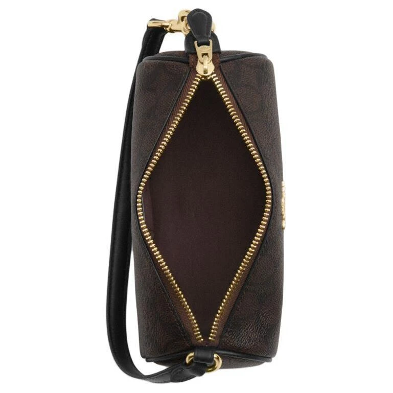 COACH PVC With Skin Handbag Shoulder Bag Small Size Women's Dark Brown