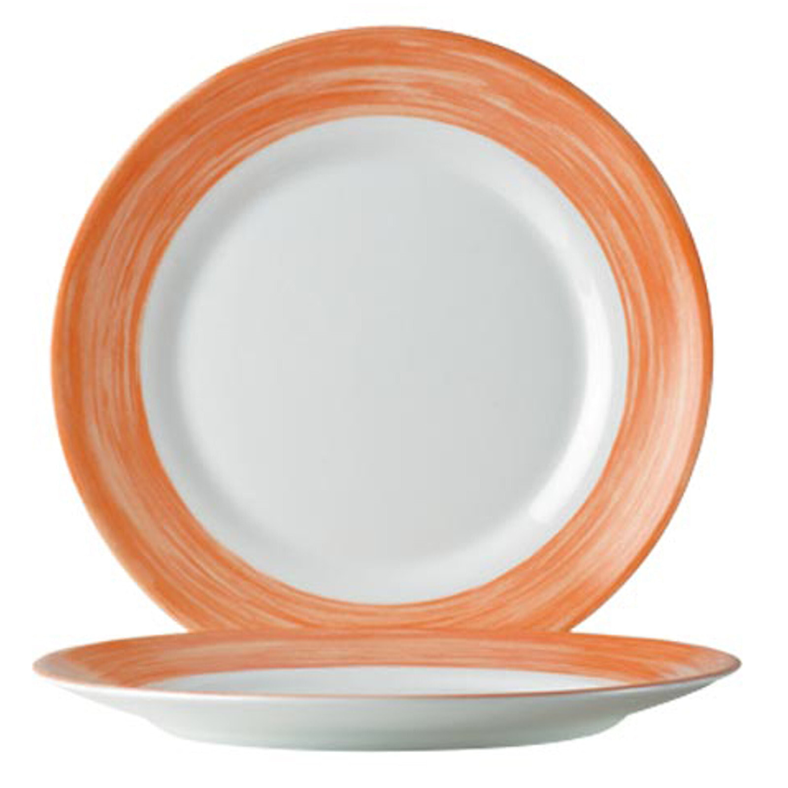 Shallow dessert plates durable orange Brush dia. 195mm 6 pcs Hendi 49138