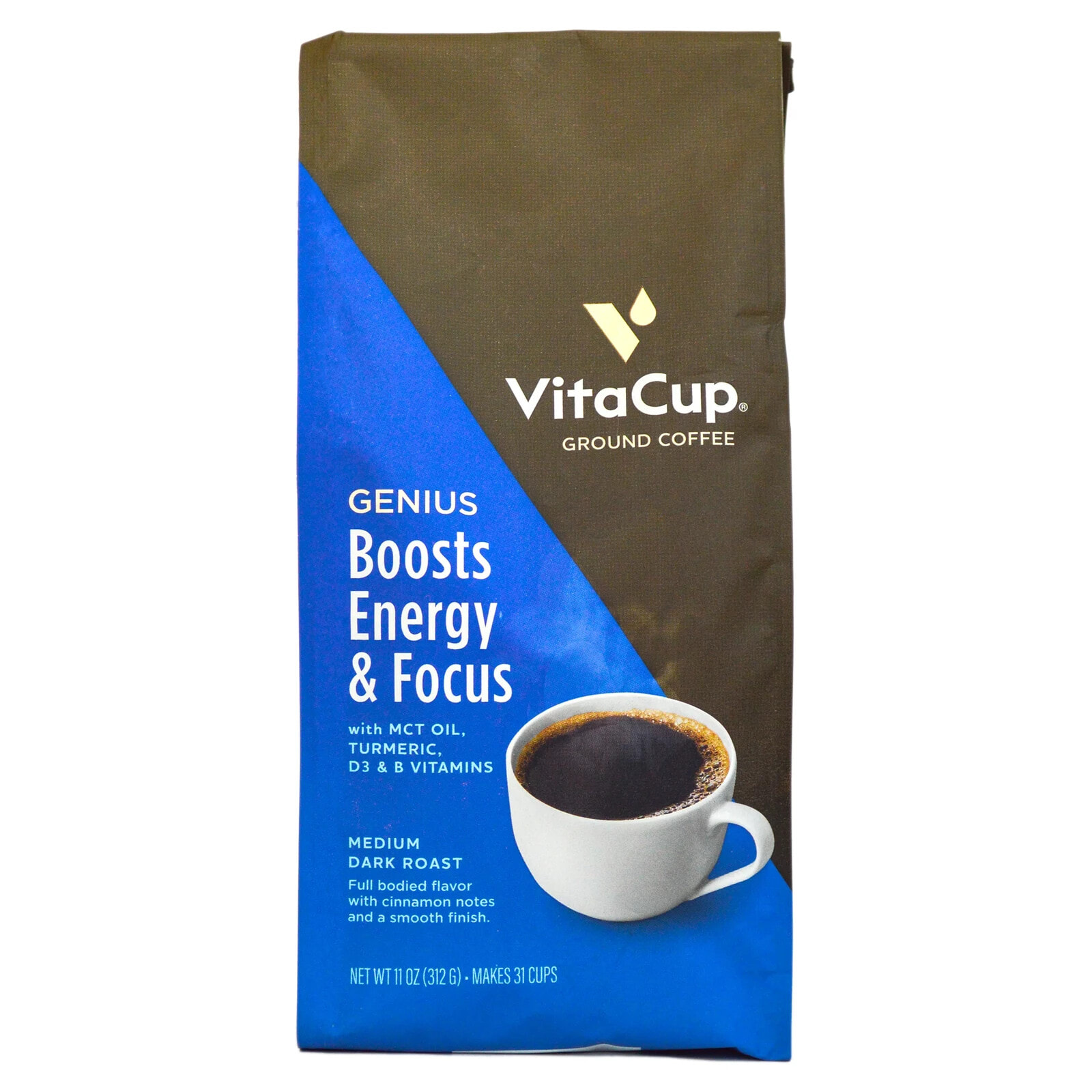 VitaCup, Genius Coffee, Ground, Medium-Dark Roast, 11 oz (312 g)