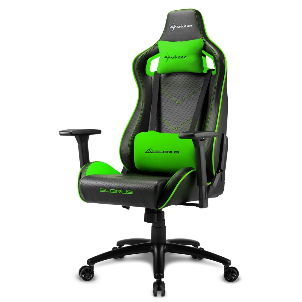 Sharkoon Elbrus 2 Универсальное игровое кресло Мягкое сиденье Черный, Зеленый 4044951027682