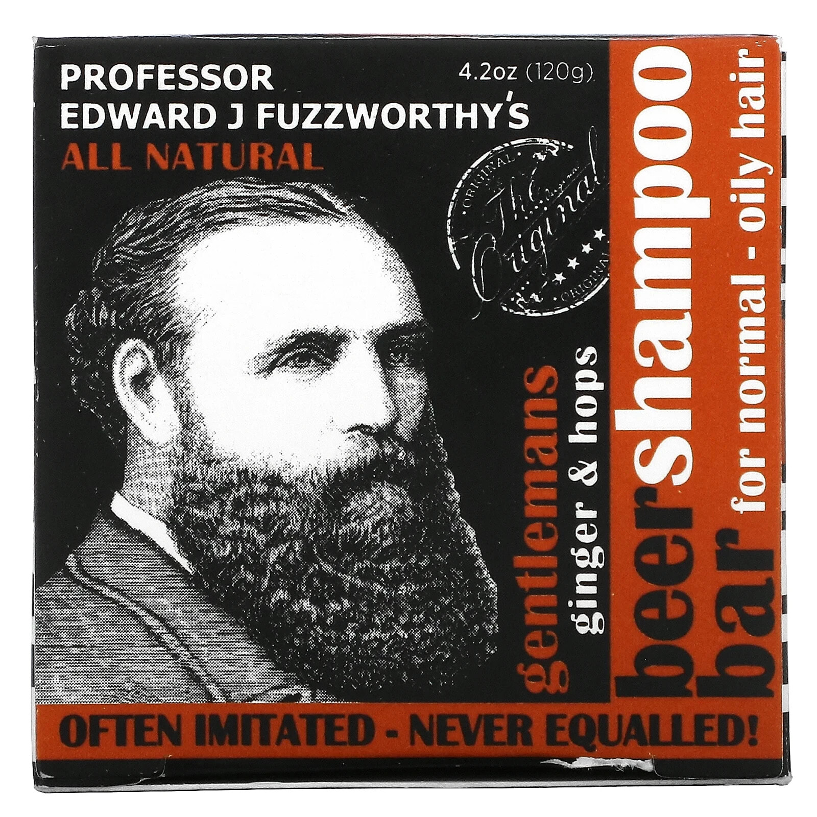 Professor Fuzzworthy's, Gentlemans Beer Shampoo Bar, для нормальных и жирных волос, без запаха, 120 г (4,2 унции) (Товар снят с продажи) 