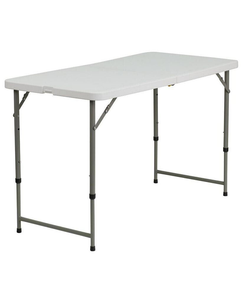 EMMA+OLIVER 4-Foot Height Adjustable Bi-Fold Plastic Folding Table