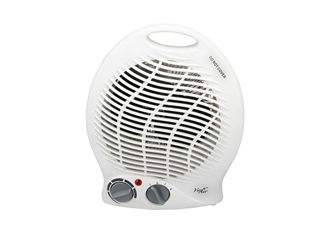 vie air 1500w portable 2settings white home fan heater with adjustable thermosta