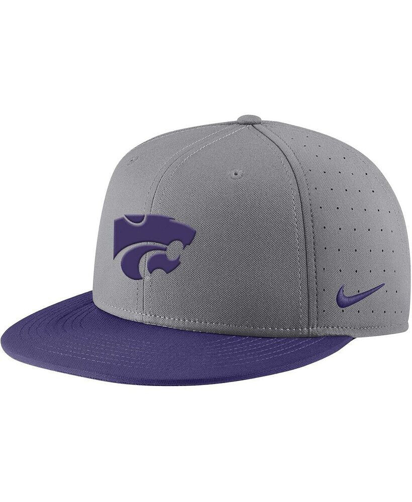 Nike men's Gray Kansas State Wildcats Aero True Baseball Performance Fitted Hat