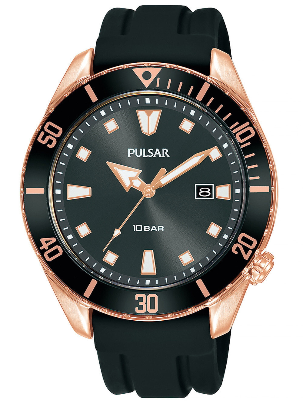 Мужские наручные часы с черным силиконовым ремешком  Pulsar PG8312X1 classic mens 43mm 10ATM